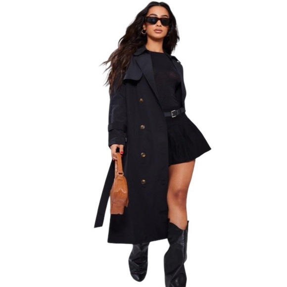PRETTYLITTLETHING Oversized Trenchcoat in Black - Picture 5 of 8